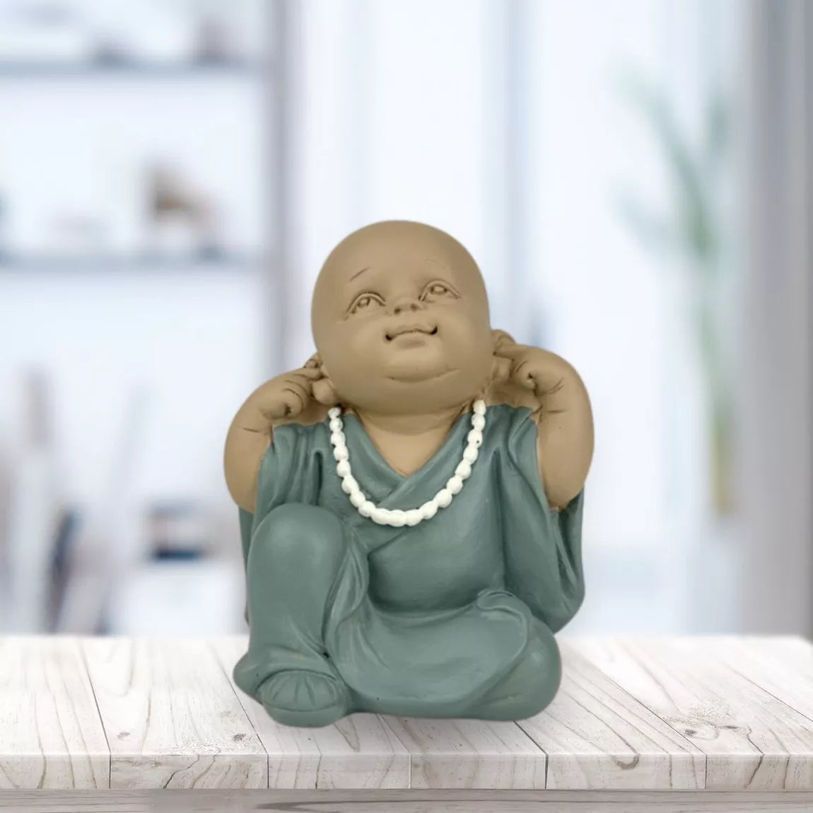 Statuette Bonze de la sagesse Ne rien entendre (9x7x10,5 cm)