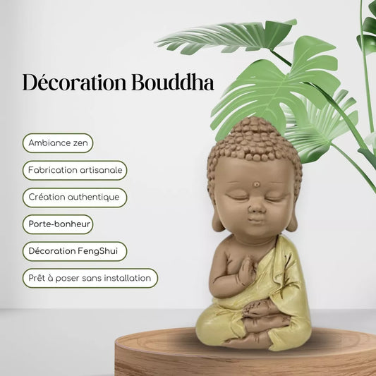 Statuette Bouddha toge jaune (5,5x4,7x10,5 cm)