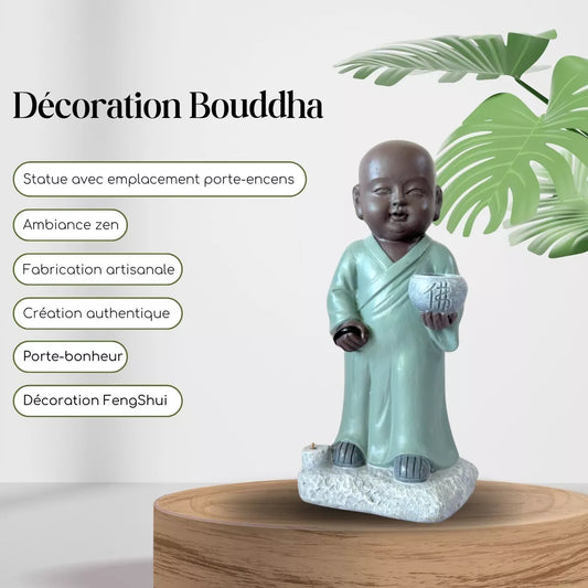 Statuette Bouddha porte-encens - AUMÔNE (9x11x22 cm)