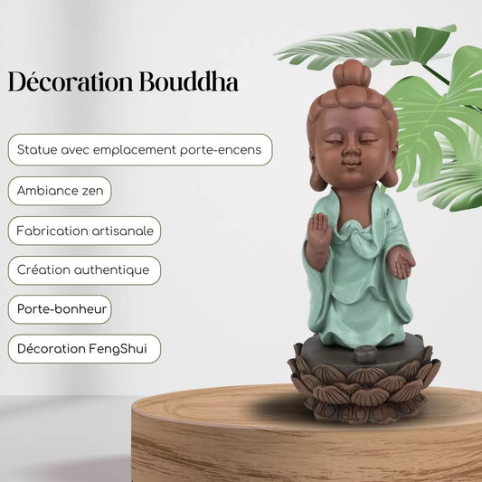 Statuette Bouddha porte-encens - DIPAMKARA (12x12x25 cm)