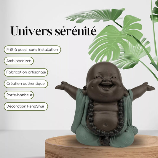 Bouddha Rieur Bienvenue - Statuette Porte-bonheur (9x6,5x7,5 cm)