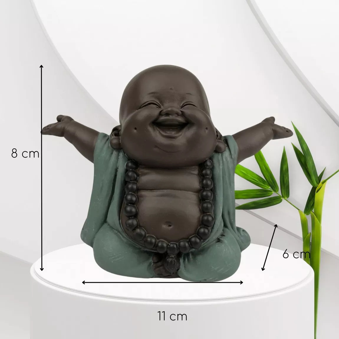 Bouddha Rieur Bienvenue - Statuette Porte-bonheur (9x6,5x7,5 cm)