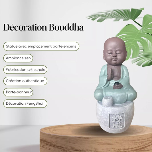 Statuette Bouddha porte-encens - PERSÉVÉRANCE (7x6x14 cm)