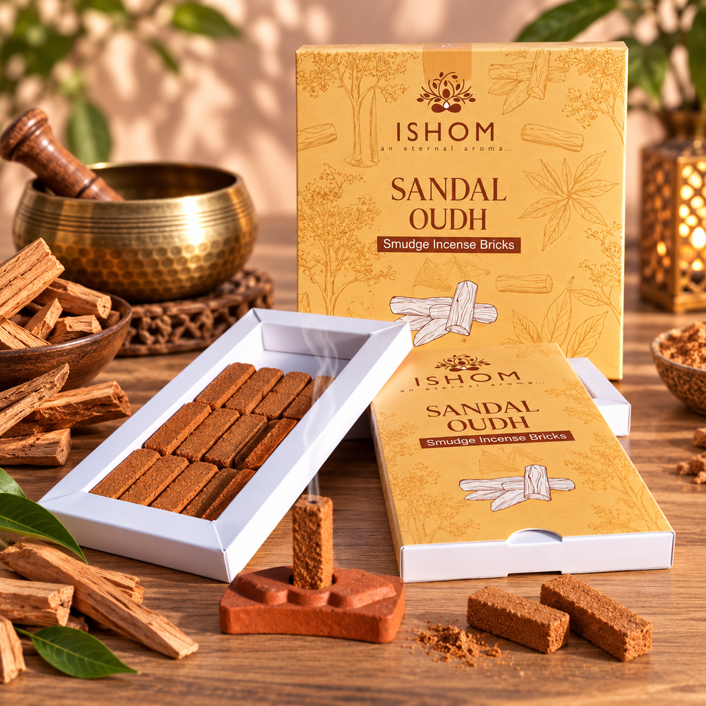 Briques d'encens naturel & support en terre cuite - 7 senteurs