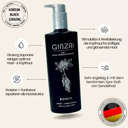 ROOTY - Shampoing 3 en 1 au ginseng noir - 300 ml
