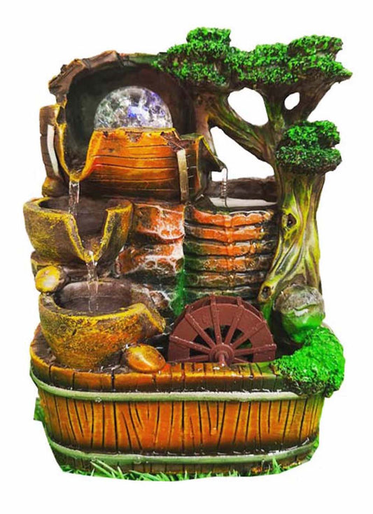 Fontaine zen lumineuse "Cascade des bols dorés" (sur commande - 8 jours de délai)