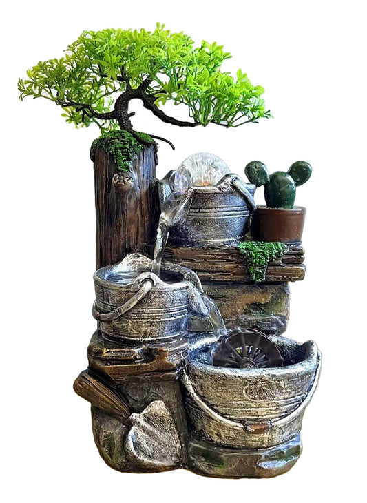 Fontaine zen "Cascade des seaux enchantés" (sur commande - 8 jours de délai)