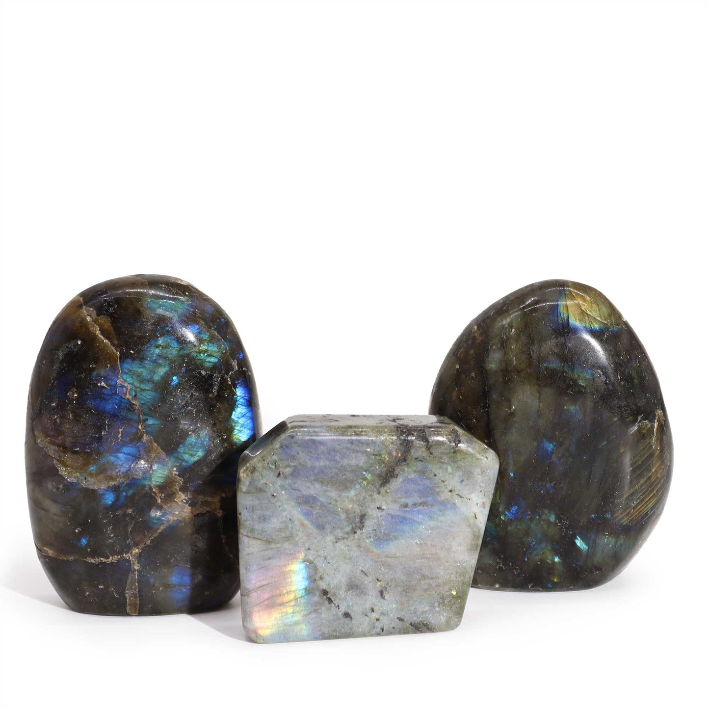 Lot de 3 pierres en labradorite de Madagascar - 40-60 mm