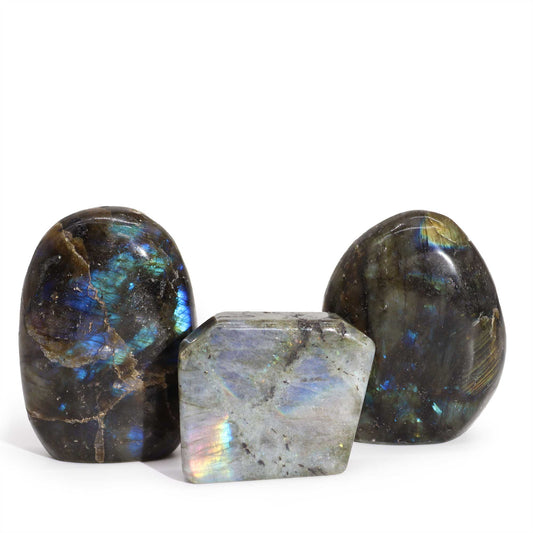 Lot de 3 pierres en labradorite de Madagascar - 40-60 mm