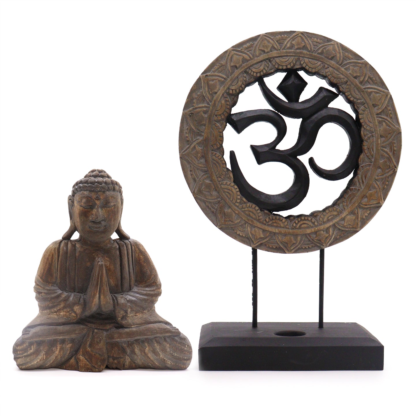Ensemble Bouddha Feng Shui - Om - Gris & noir