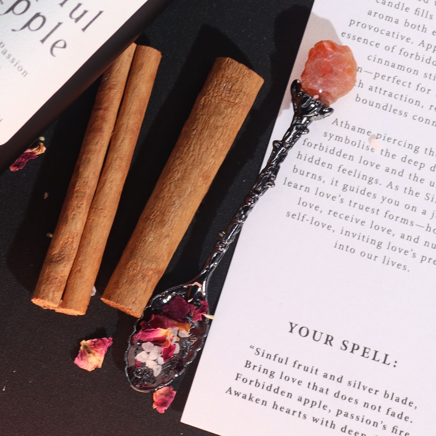 Set de 7 cuillères sorcières en cristal et pierre précieuse - Argent sombre