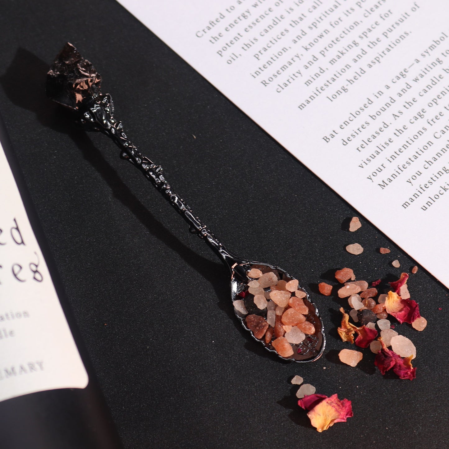 Set de 7 cuillères sorcières en cristal et pierre précieuse - Argent sombre