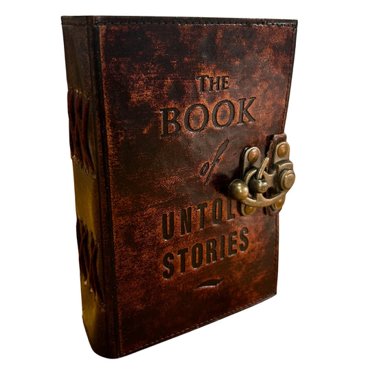 Carnet cuir épais bords frangés (15 x 10 cm) - Livre des histoires oubliées