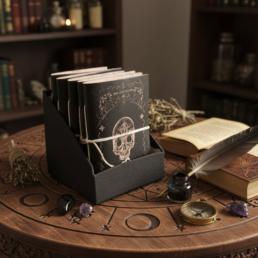 Carnets rituels sorcière en cuir assortis (15 x 11,5 cm) - 5 modèles