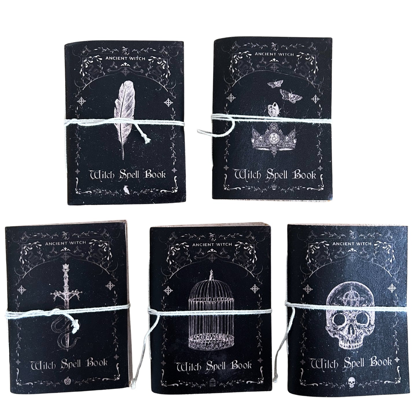 Carnets rituels sorcière en cuir assortis (15 x 11,5 cm) - 5 modèles