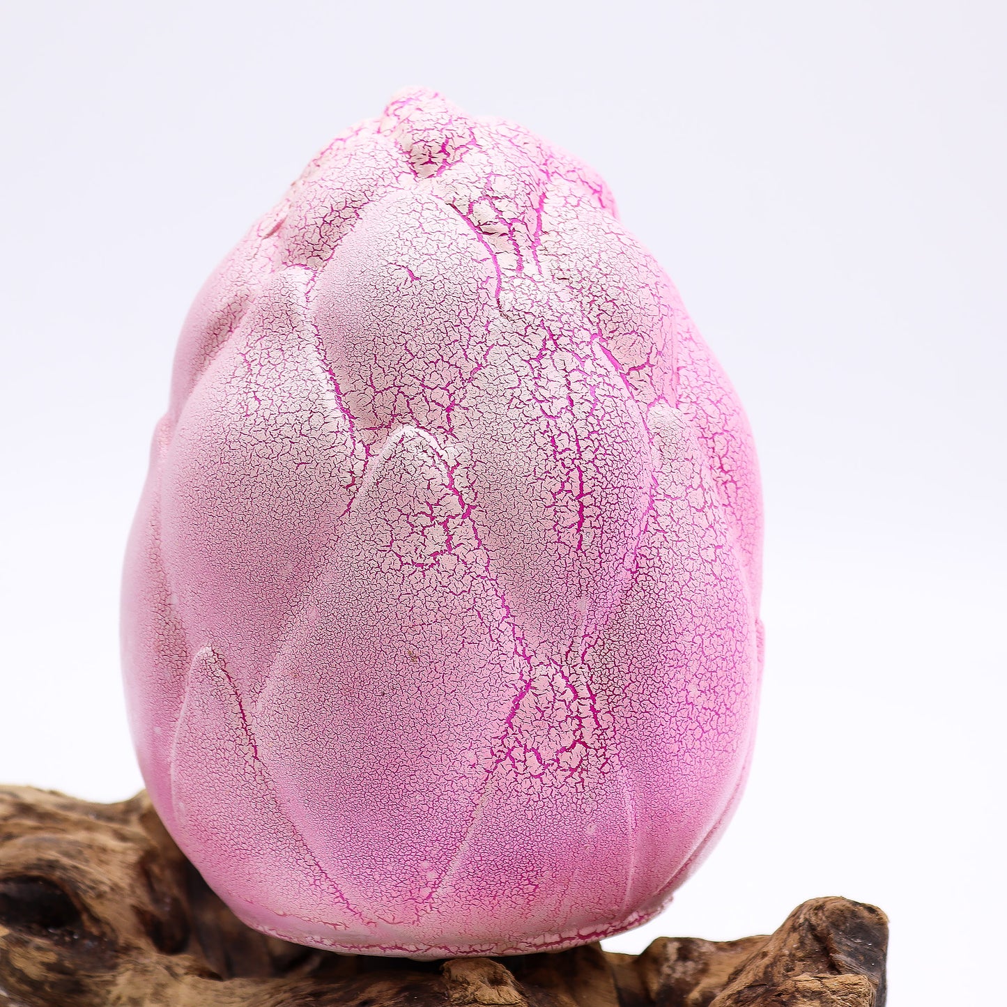 Lampe artisanale d'Indonésie lueur flottante, base en bois - Fleur de lotus craquelée – EN PRÉCOMMANDE, DISPONIBLE DÉBUT FÉVRIER