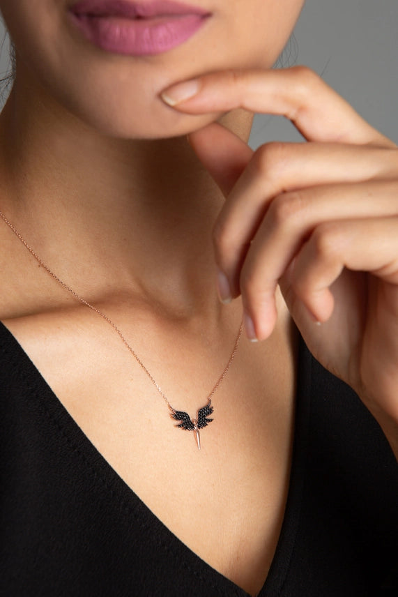 Collier or rose Ange noir