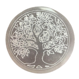 Disque de recharge en sélénite – Arbre de Vie - 8 cm
