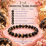 Bracelet en Obsidienne Noire Dorée – Protection, Ancrage & Force Intérieure (Signe du Scorpion)
