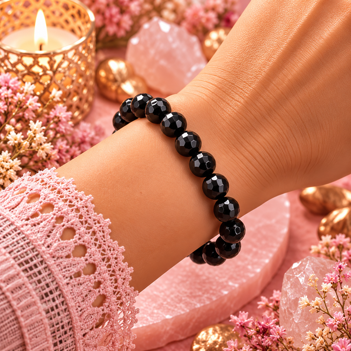 Bracelet en Onyx Noir – Protection, Force & Confiance en Soi (Signe du Capricorne)