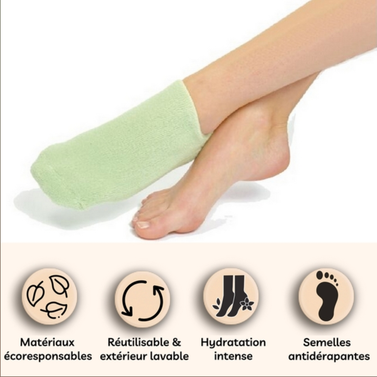 Chaussettes SPA adoucissantes - Gel aux huiles de jojoba et d'olive, vitamine E & lavande