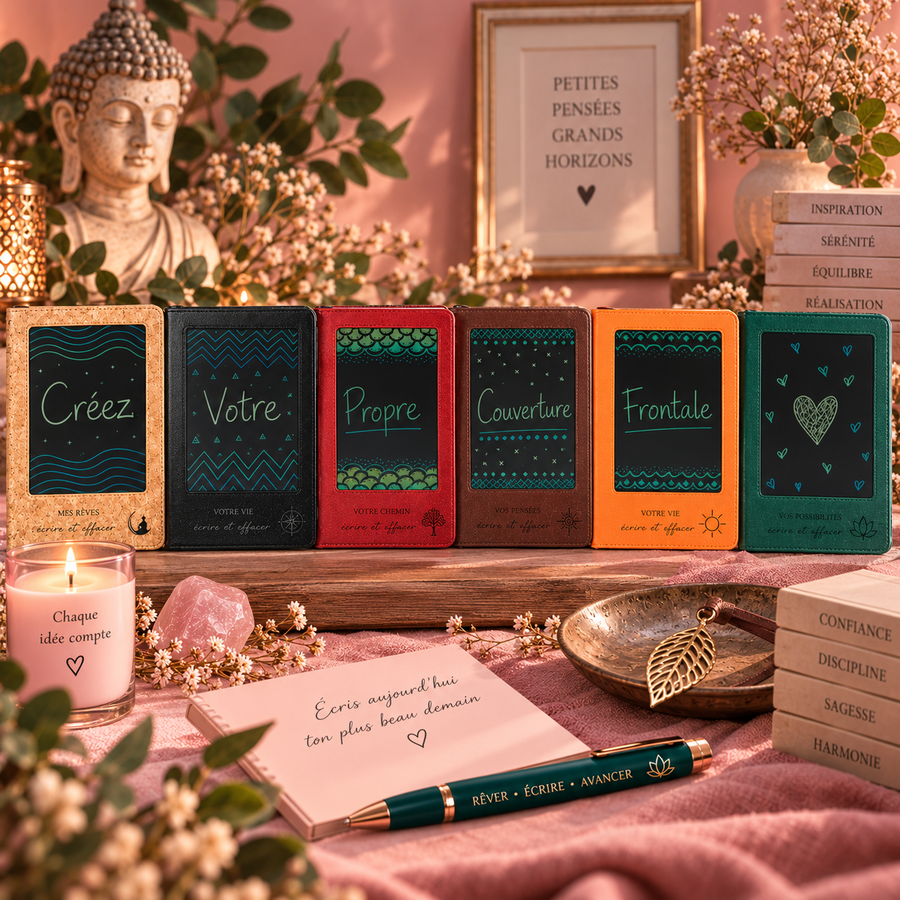 Carnet d’Intentions – Effet Cuir avec Écran LCD Réutilisable (plusieurs couleurs)