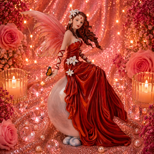 Fée écarlate Lilly - Symbole de féminité, passion et force intérieure (25,1x11,4x28,3 cm)