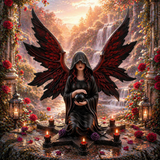 Oracle de l'ombre - Ange noir de clairvoyance & de protection (23x16,5x24 cm)