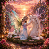 La fée avec licorne - Pureté Éternelle - Fée de l'amour & de la magie du cœur (21 x 17 x 13 cm)