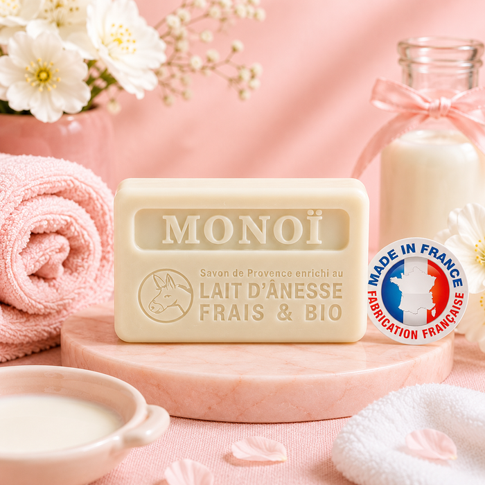 Savon au lait d'ânesse frais et bio MONOÏ - 100 g
