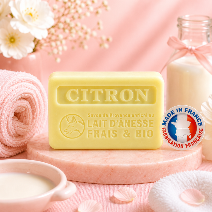 Savon au lait d'ânesse frais et bio CITRON - 100 g