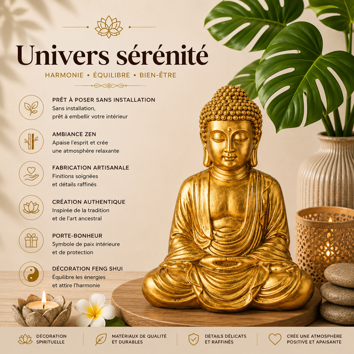 Statue Bouddha méditation or (16x10x20 cm)