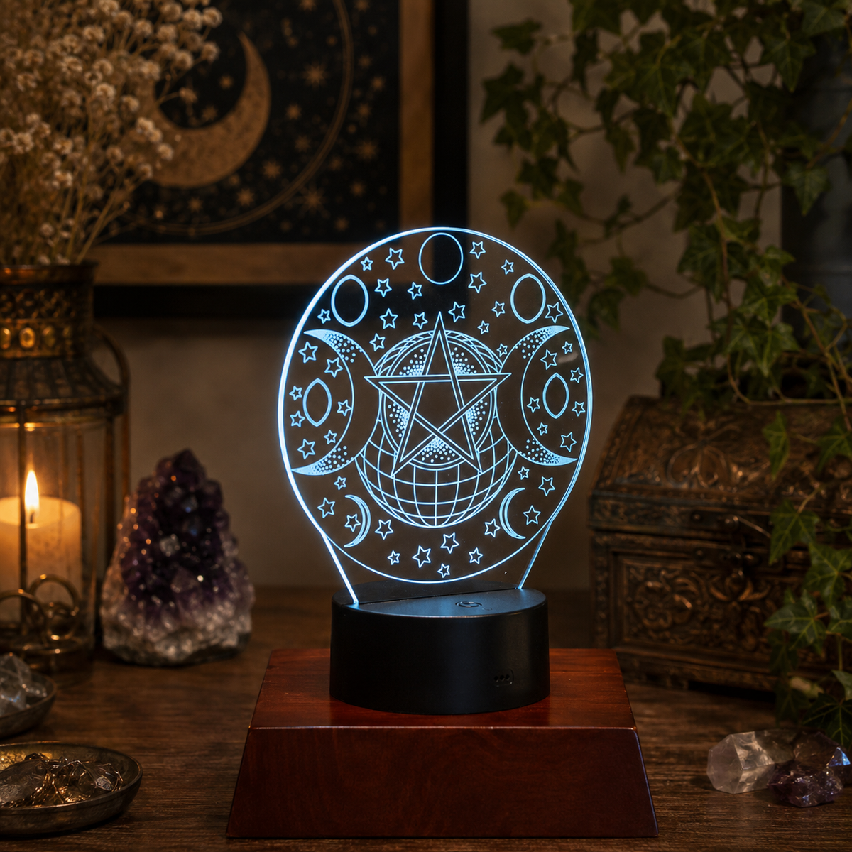 Lampe Triple Lune LED - Acrylique 3D