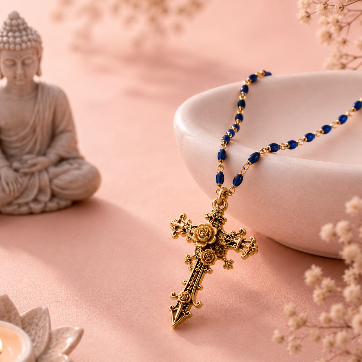 Collier catholique, pendentif croix