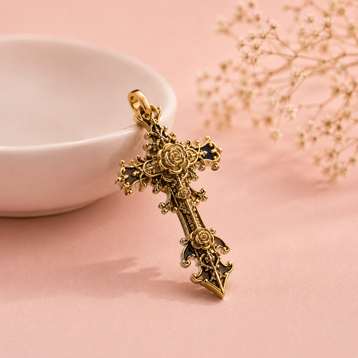 Collier catholique, pendentif croix