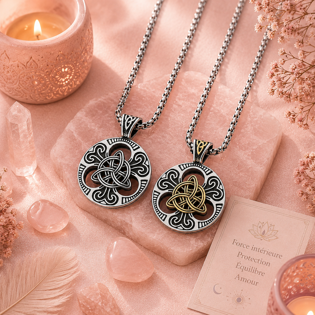 Collier à nœud d'amour irlandais de style viking pour homme (2 variantes)