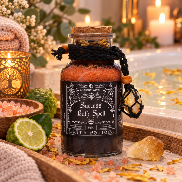 Potion de bain sorcière ancestrale - Amulette en cristal de Citrine - Succès