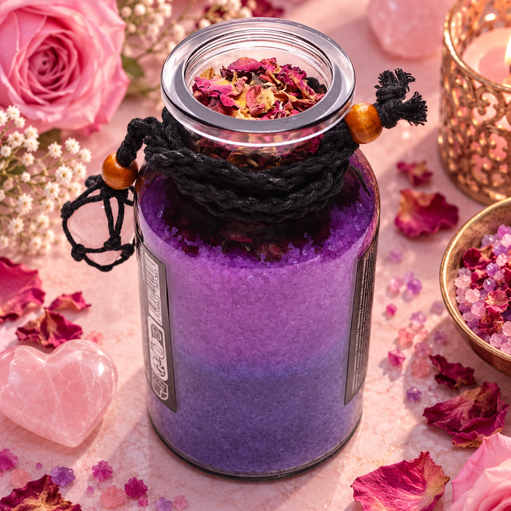 Potion de bain sorcière ancestrale - Amulette en Quartz rose - Amour