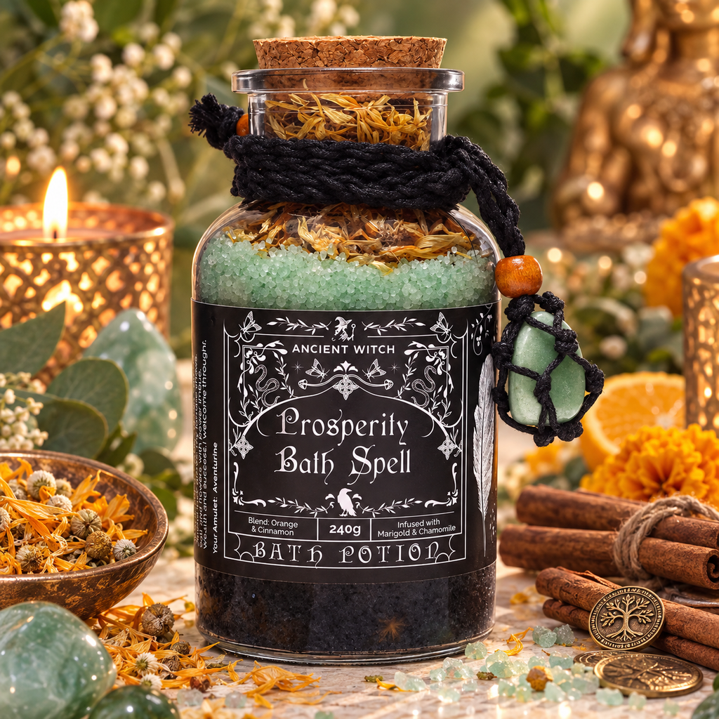 Potion de bain sorcière ancestrale - Amulette en Aventurine - Prospérité