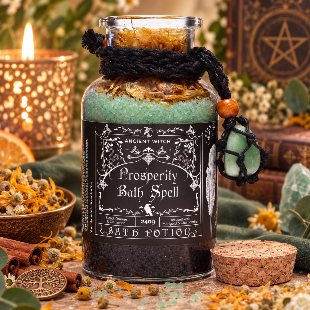 Potion de bain sorcière ancestrale - Amulette en Aventurine - Prospérité