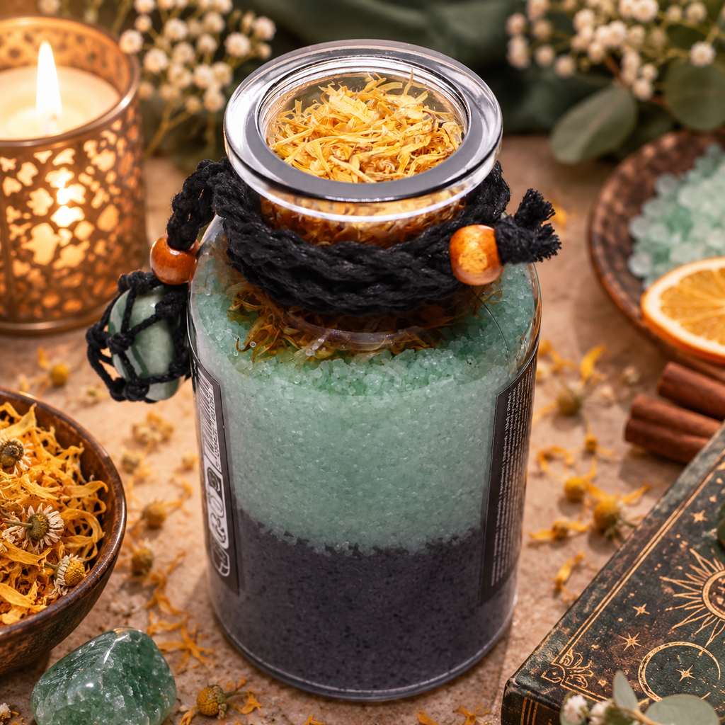 Potion de bain sorcière ancestrale - Amulette en Aventurine - Prospérité