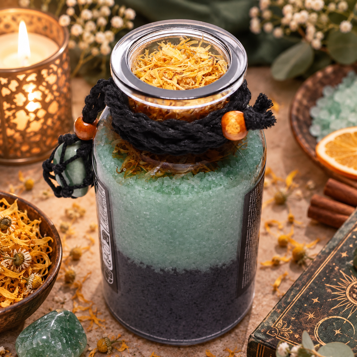 Potion de bain sorcière ancestrale - Amulette en Aventurine - Prospérité