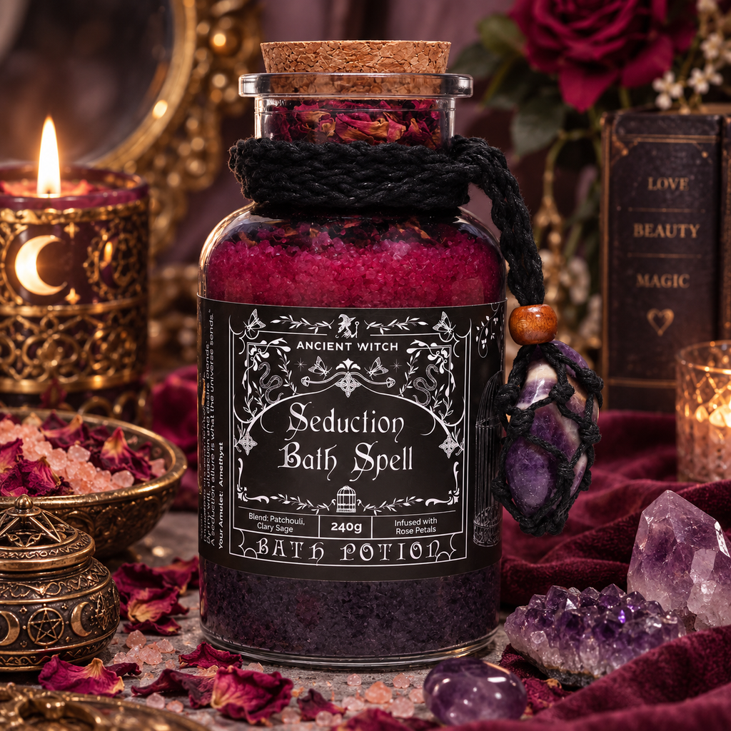 Potion de bain sorcière ancestrale - Amulette en Améthyste - Séduction
