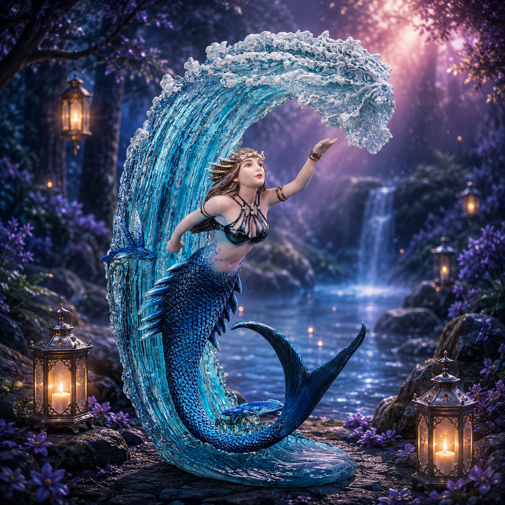 Magie Élémentaire - Sirène Sorcière de l'Eau - Anne Stokes (17,8x9,5x26 cm)