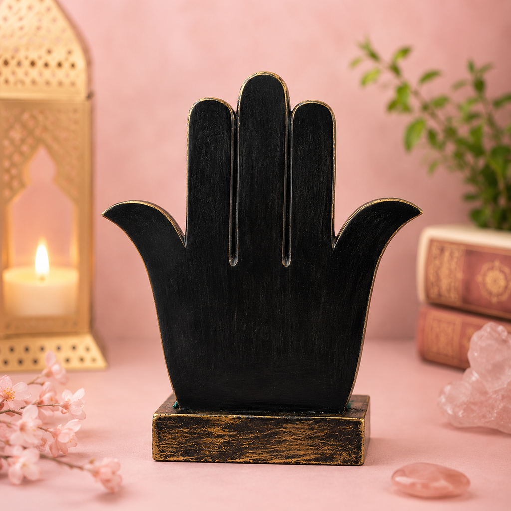 Statue Ganesha sur Main Hamsa - Protection & Prospérité (15x8,4x18 cm)