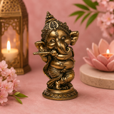 Petit Ganesha musicien - Sagesse & Prospérité (8,9x7x15,2 cm)