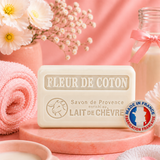 Savon au lait de chèvre frais et FLEUR DE COTON - 100 g