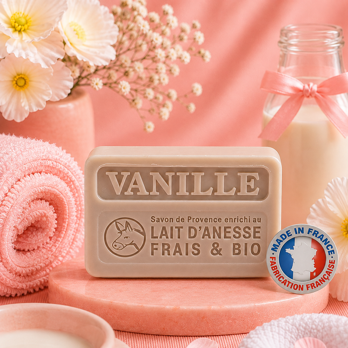 Savon au lait d'ânesse frais & beurre de karité - VANILLE - 100 g