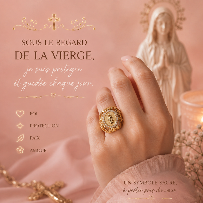 Bague Vierge Marie Plaqué Or 18K | Médaille Catholique