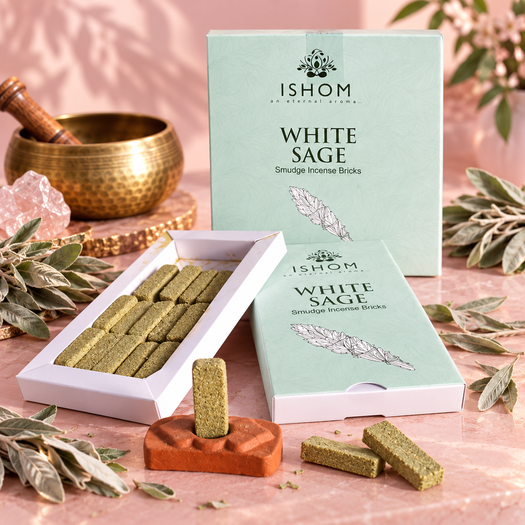 Briques d'encens naturel & support en terre cuite - 7 senteurs